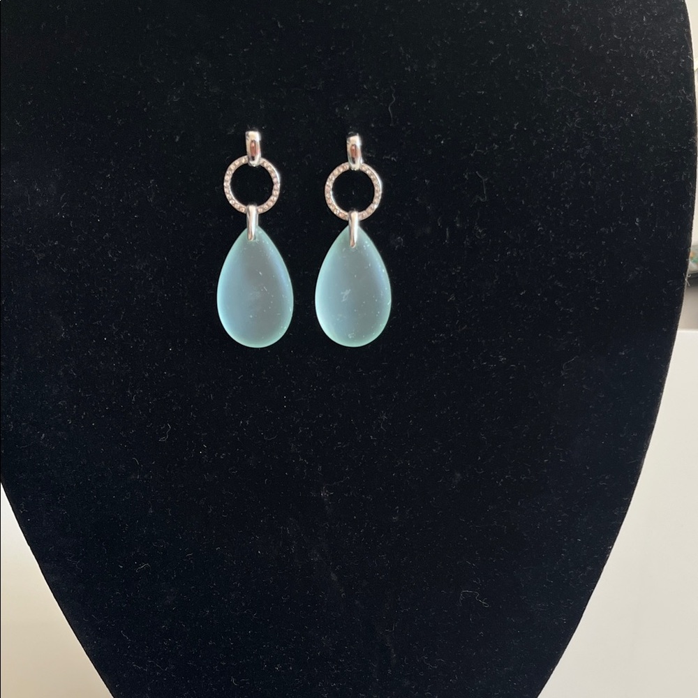 Elegant Silver and Blue Drop Earrings